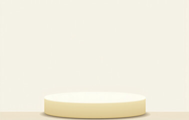 simple beige podium is set against minimalist background, perfect for product display. neutral tones create calm and elegant atmosphere, ideal for showcasing items