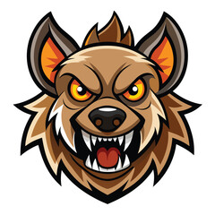 Cartoon Hyena Mascot with an Aggressive Expression, Sharp Teeth, and Amber Eyes