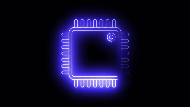 Glowing neon line Database animated icon isolated.blue color Database and black background .