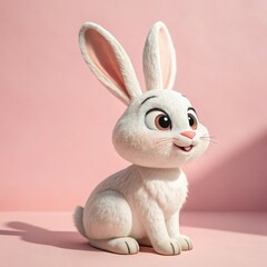 Obraz premium easter bunny with pink ribbon
