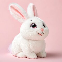 white rabbit on pink background
