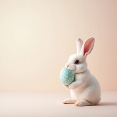Obraz premium white rabbit with easter egg