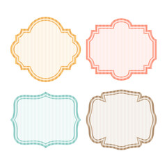 Fototapeta premium Retro borders pastel color with striped pattern flat images isolated on white background for greeting cards invitation stationery scrapbooking decorating