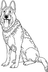 Hand-drawn illustration of a sitting dog
