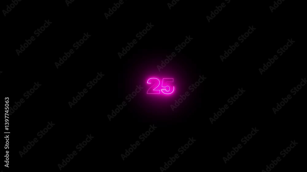 Poster count down from 0 to 50 on ,number counter loading bar animation of neon 0 to 50, 0 to 50 percent re