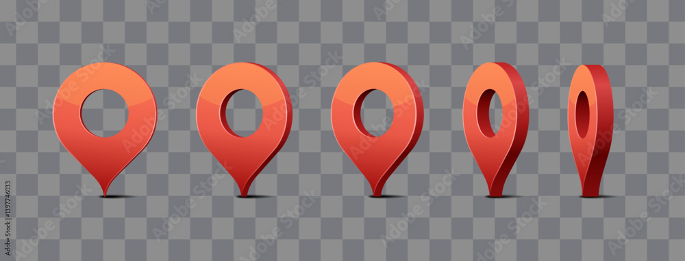 Aufkleber map 3d pins. location points vector shapes set