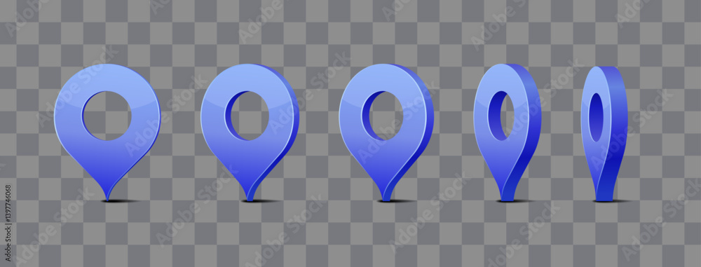 Aufkleber map 3d pins. location points vector shapes set