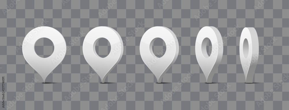 Aufkleber map 3d pins. location points vector shapes set
