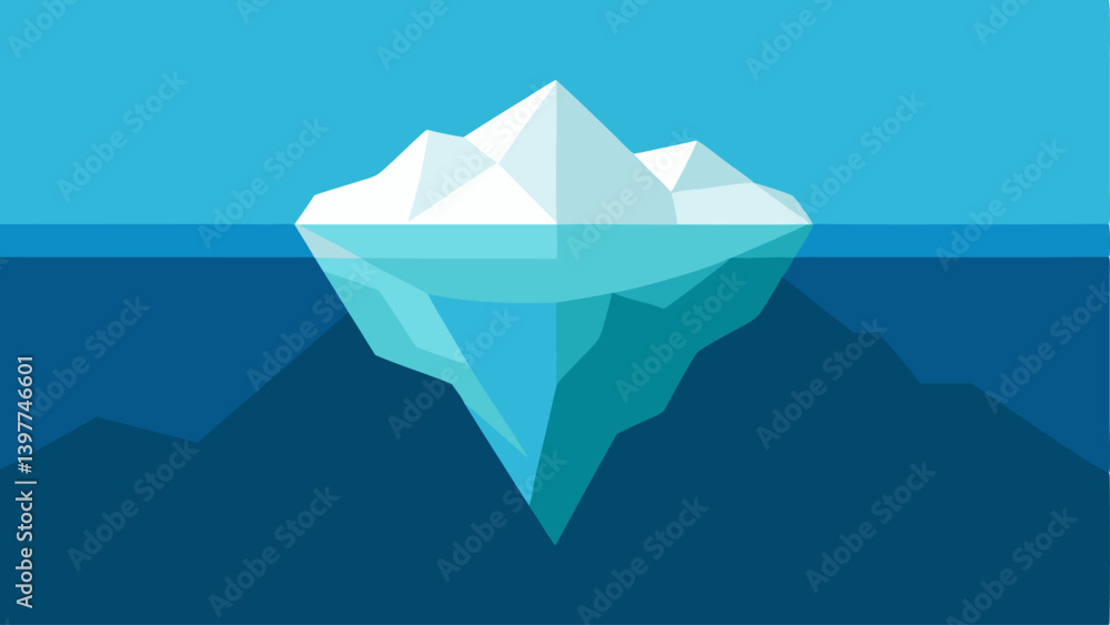 Poster iceberg comparison an iceberg above water and a much larger part underwater demonstrating the concep