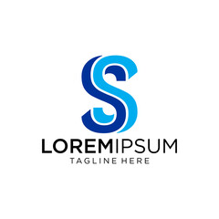 monogram at letter SS line art geometri modern logo	