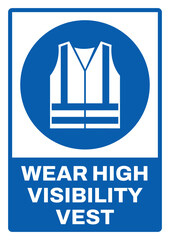 mandatory safety signs v2 uppercase text_wear high visibility vest_portrait size a4/a3/a2/a1	  
