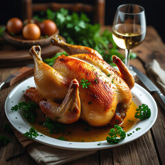Delicious Roasted Chicken with Herbs, Ready to Dine