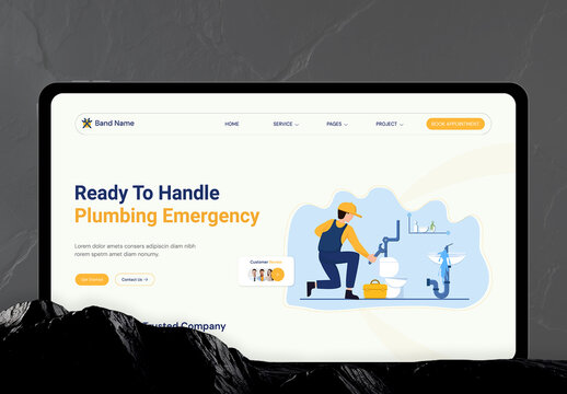 Plumbing Service Website Hero Header Design Layout