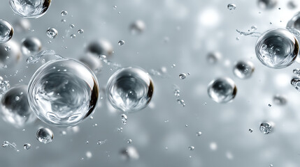 Floating molecule innovations in skincare science white background glossy environment futuristic minimalism