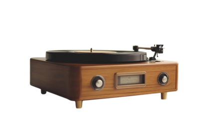 Vintage turntable playing records home studio music equipment cozy atmosphere close-up view retro vibes