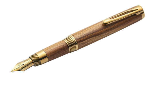 Writing action with a classic fountain pen home office photography warm lighting close-up creative expression