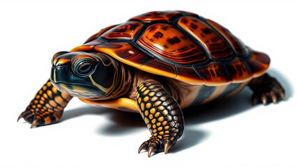 Fototapeta premium Isolated image of a turtle on a transparent background, red-eared slider, wild animal, PNG clipart