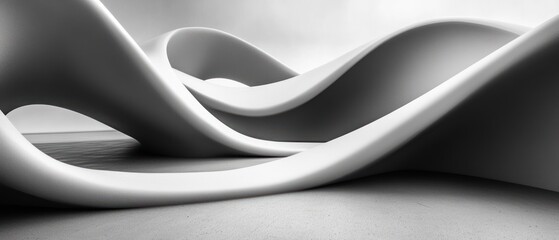 Abstract flowing architectural white forms creating an artistic design
