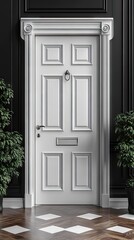 Fototapeta premium Elegant white door with black trim