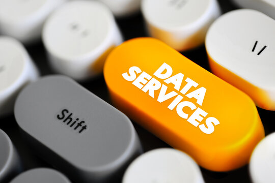 Data Services refers to a range of services that involve the management, processing, storage, and analysis of data, text button on keyboard