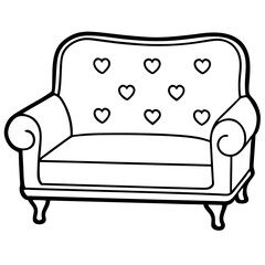 Charming Sofa Outline with Heart Details
