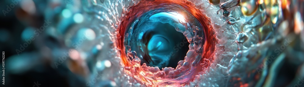Poster abstract blue and red textured swirl appears interesting to the viewer
