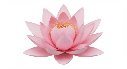 A photorealistic 3D render of a pink lotus flower with soft gradients and intricate petal details under studio lighting