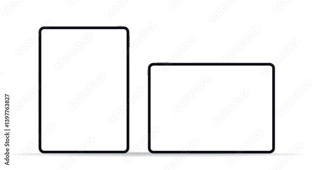 Aufkleber modern tablet mockup front view, tablet mockup isolated on white background. for ui ux application a