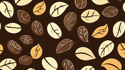A variety of leaves in warm colors on a dark background, creating a soothing and natural pattern for design.
