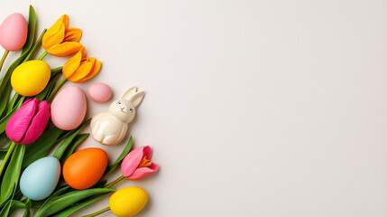 Obraz premium Overhead shot of vibrant Easter egg display arrangement