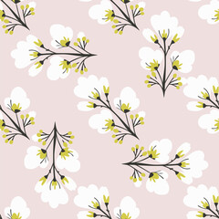 White flowers on pink.  Seamless pattern background ideal for wrapping paper, fabric, textile etc.