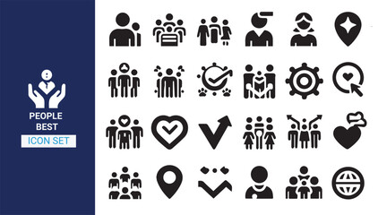 People group icon set. Team people. User profile symbol. Business Analysis - line vector icon set. Pixel perfect. Editable stroke. PEOPLE  Icon design 