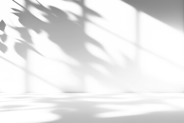 shadow overlay effects of realistic window and tree branch shadow with light blur on transparent...