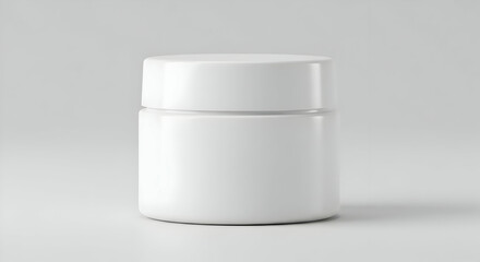 White Cosmetic Jar Mockup On Light Gray Background