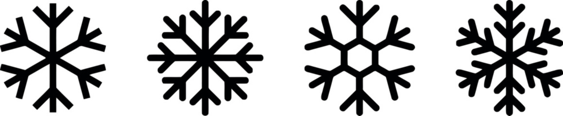 Snowflake Icon Vector - Winter Snow Symbol, Frosty Ice Crystal Design