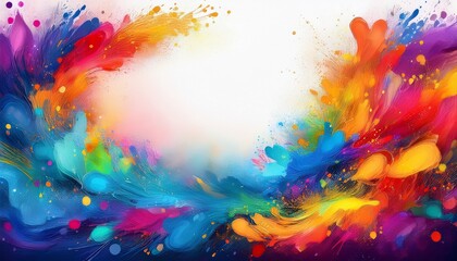 beautiful border frame of abstract colorful brush stroke patterns with copy space background, graphic resource