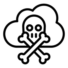 Gas cloud with skull and bones line icon, insurance event concept. Vector graphics. Cloud of ecology pollution sign on white background, style mobile or design.