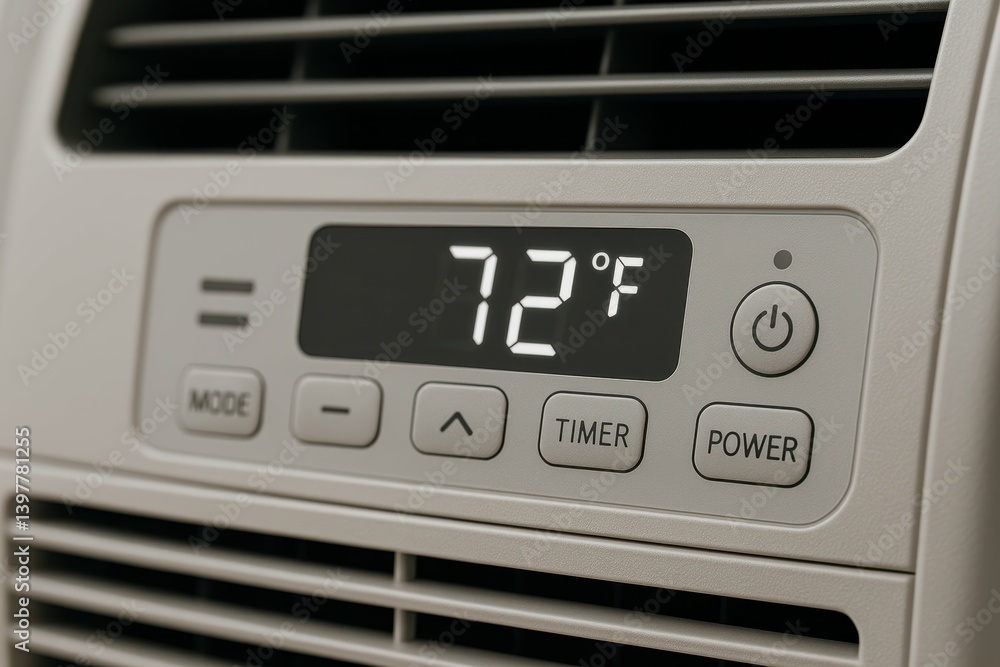 Poster simple air conditioning control panel display with temperature setting
