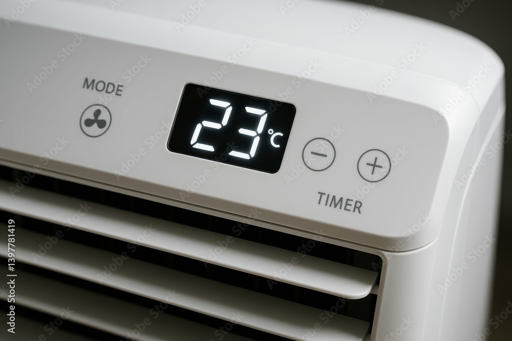Poster control panel of air conditioning unit displaying temperature reading