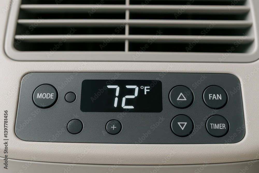 Poster simple air conditioning control panel with temperature display