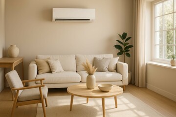 Modern Air Conditioning in a Simple and Elegant Living Room