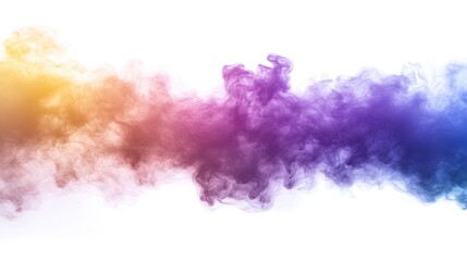 Rainbow-colored smoke wave isolated on a white or transparent background (PNG format). -