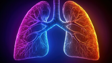 Lungs, respiratory system, anatomy, vibrant, colorful