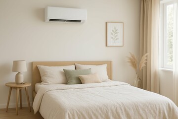 Modern Serene Bedroom with Minimalist Decor and Soft Textiles