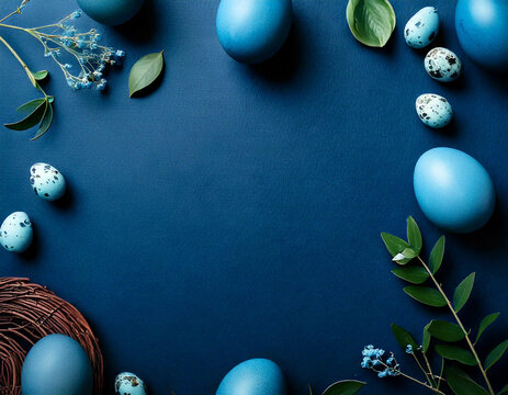 Niebieskie tło wielkanocne kartka życzenia 