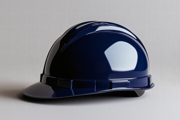 Fototapeta premium Isolated navy hard hat for workplace safety against plain background with subtle highlights.