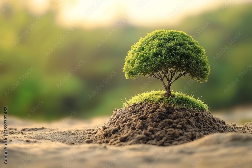 Aufkleber a tree is isolated on a transparent background in a green globe png file