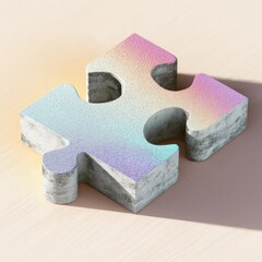 3D Puzzle Piece with Textured Surface in Soft Pastel Colors