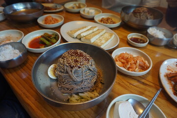 Makguksu and Grilled Tofu - Traditional Korean Cuisine with Authentic Flavors
