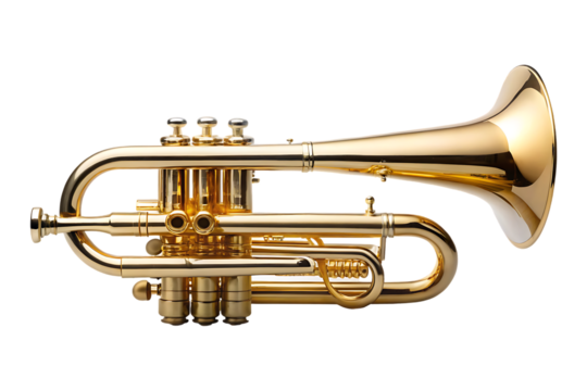 golden trumpet isolated on a transparent background
